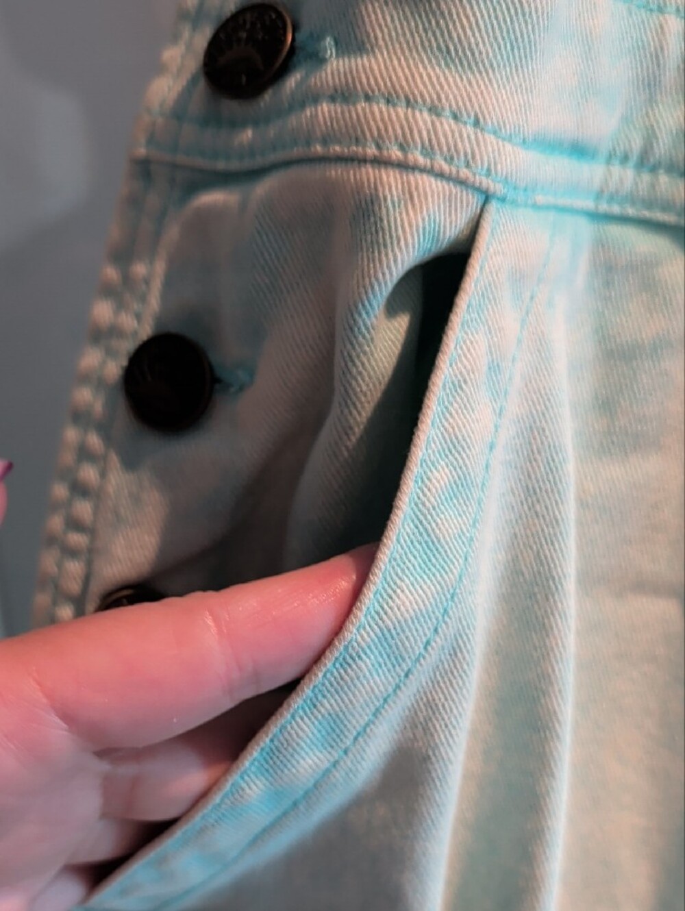 Faherty Light Mint Women’s Denim Overalls - Picture 4 of 8